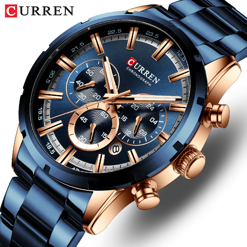 Men Accessories For Wrist - Часы Curren Мужские с синим циферблатом,